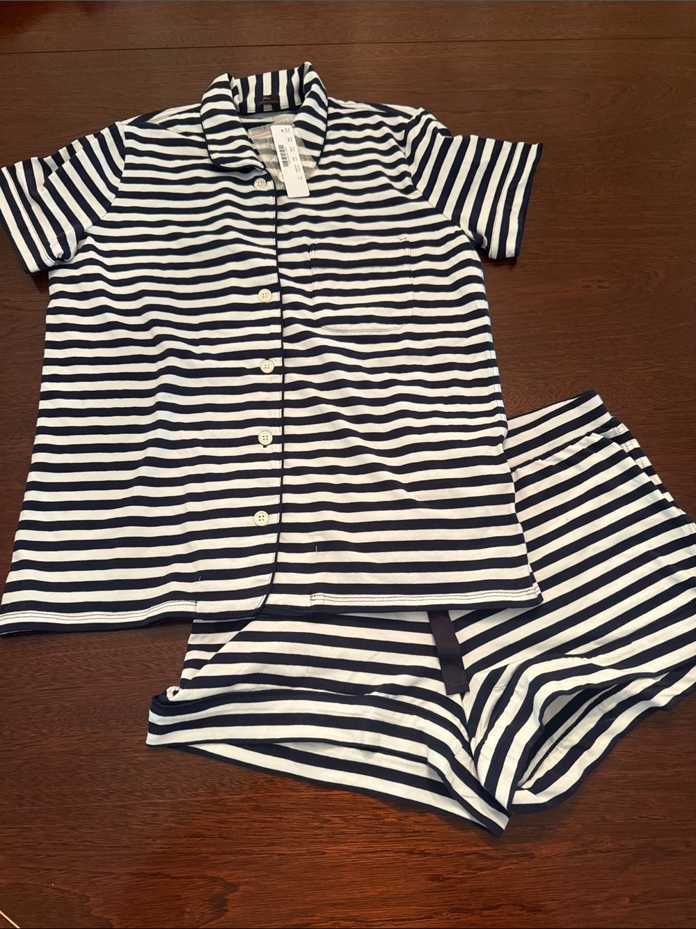 NWT J. Crew Navy and White Striped Short-Sleeve Pajama Set